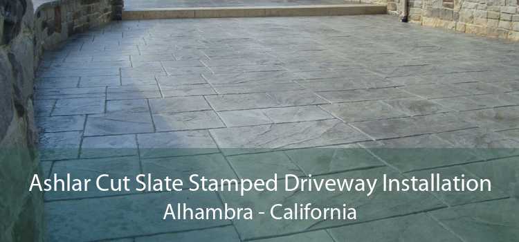 Ashlar Cut Slate Stamped Driveway Installation Alhambra - California