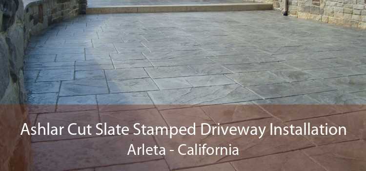 Ashlar Cut Slate Stamped Driveway Installation Arleta - California