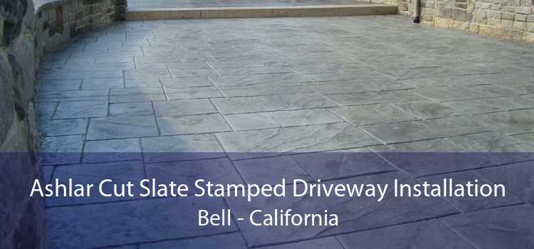 Ashlar Cut Slate Stamped Driveway Installation Bell - California