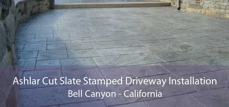 Ashlar Cut Slate Stamped Driveway Installation Bell Canyon - California