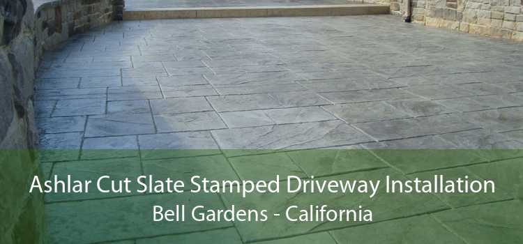 Ashlar Cut Slate Stamped Driveway Installation Bell Gardens - California