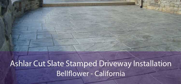 Ashlar Cut Slate Stamped Driveway Installation Bellflower - California