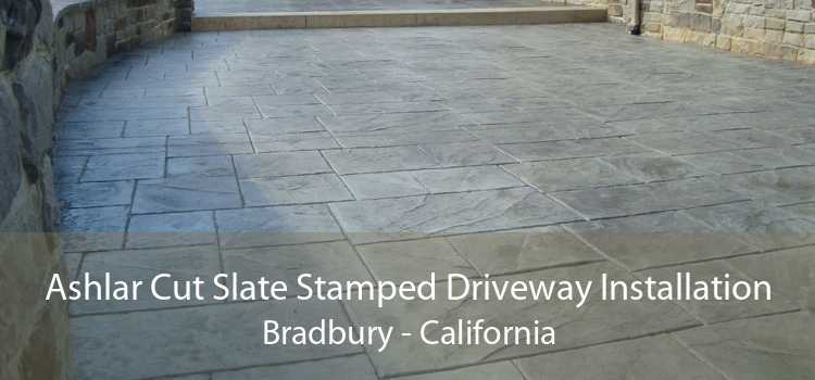 Ashlar Cut Slate Stamped Driveway Installation Bradbury - California
