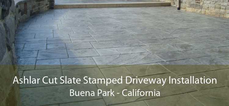 Ashlar Cut Slate Stamped Driveway Installation Buena Park - California