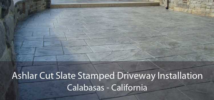 Ashlar Cut Slate Stamped Driveway Installation Calabasas - California