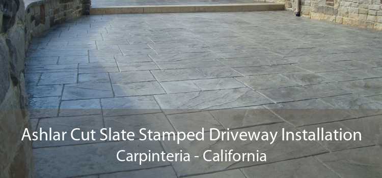 Ashlar Cut Slate Stamped Driveway Installation Carpinteria - California
