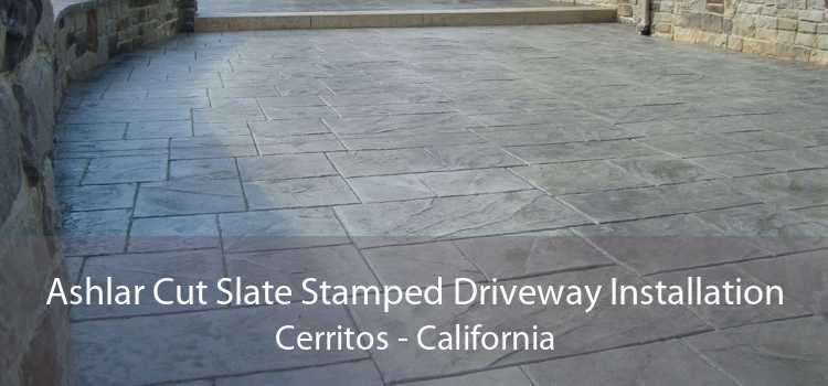 Ashlar Cut Slate Stamped Driveway Installation Cerritos - California