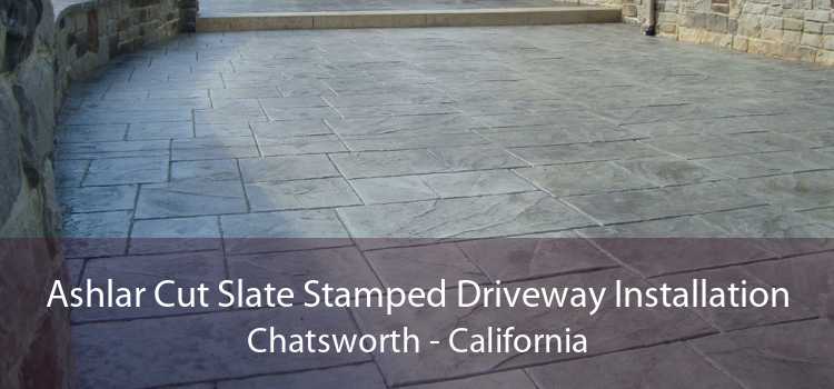 Ashlar Cut Slate Stamped Driveway Installation Chatsworth - California