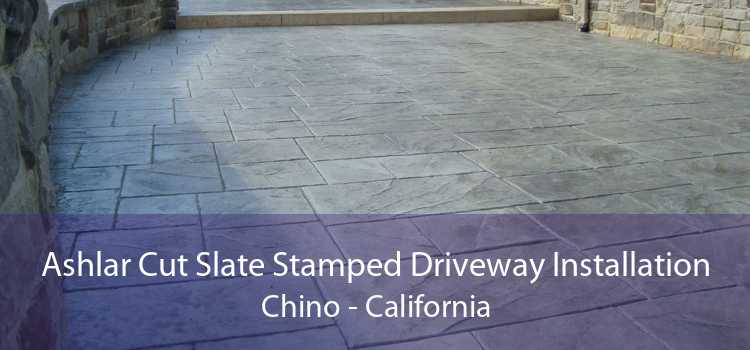 Ashlar Cut Slate Stamped Driveway Installation Chino - California