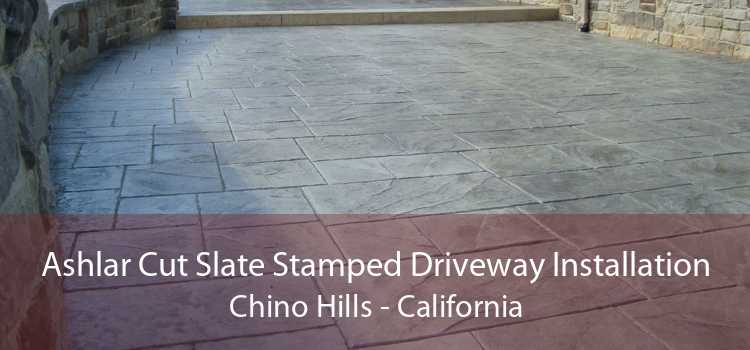 Ashlar Cut Slate Stamped Driveway Installation Chino Hills - California