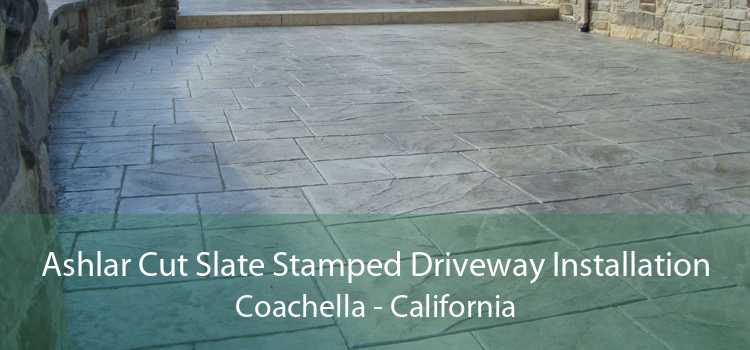 Ashlar Cut Slate Stamped Driveway Installation Coachella - California