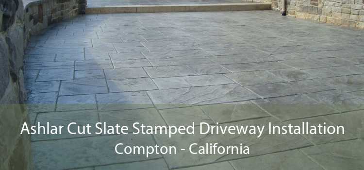 Ashlar Cut Slate Stamped Driveway Installation Compton - California