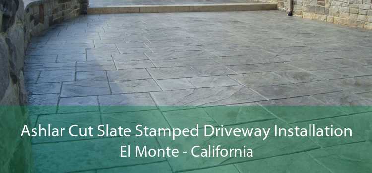 Ashlar Cut Slate Stamped Driveway Installation El Monte - California
