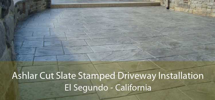 Ashlar Cut Slate Stamped Driveway Installation El Segundo - California