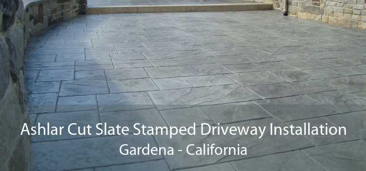 Ashlar Cut Slate Stamped Driveway Installation Gardena - California