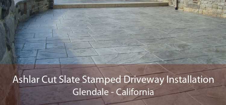 Ashlar Cut Slate Stamped Driveway Installation Glendale - California
