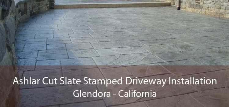 Ashlar Cut Slate Stamped Driveway Installation Glendora - California
