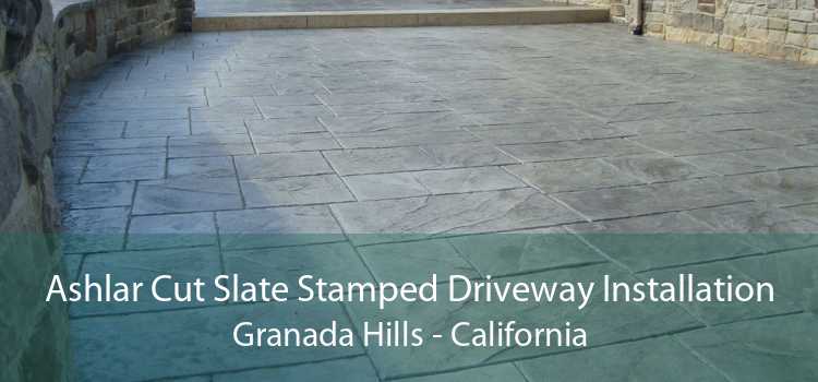 Ashlar Cut Slate Stamped Driveway Installation Granada Hills - California