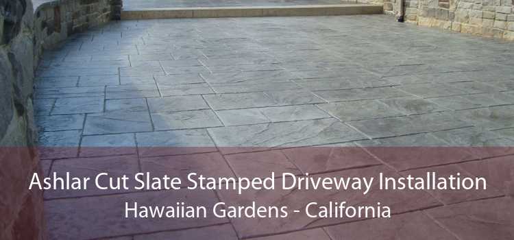 Ashlar Cut Slate Stamped Driveway Installation Hawaiian Gardens - California