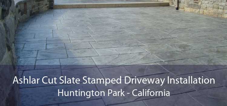 Ashlar Cut Slate Stamped Driveway Installation Huntington Park - California