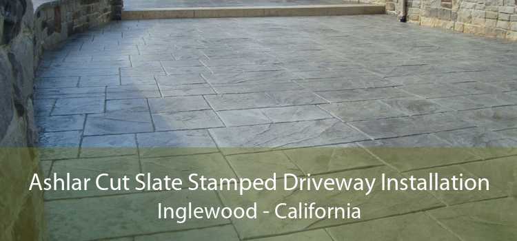 Ashlar Cut Slate Stamped Driveway Installation Inglewood - California