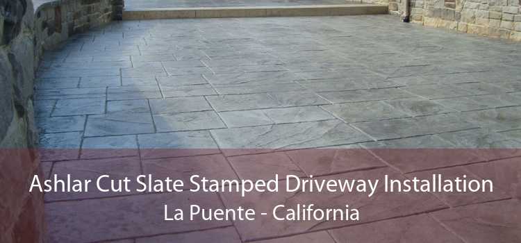 Ashlar Cut Slate Stamped Driveway Installation La Puente - California