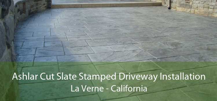 Ashlar Cut Slate Stamped Driveway Installation La Verne - California