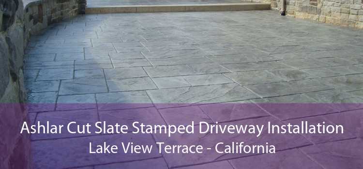 Ashlar Cut Slate Stamped Driveway Installation Lake View Terrace - California