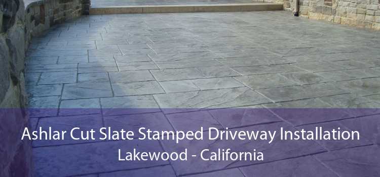 Ashlar Cut Slate Stamped Driveway Installation Lakewood - California