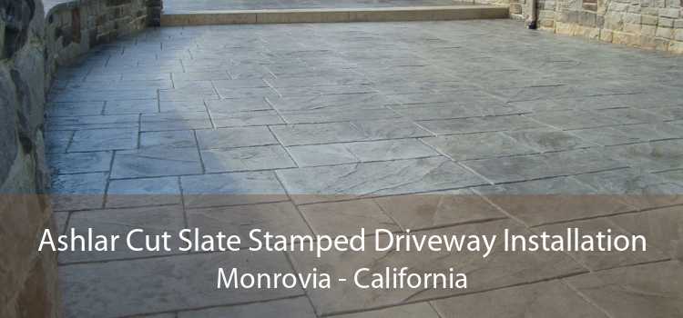 Ashlar Cut Slate Stamped Driveway Installation Monrovia - California