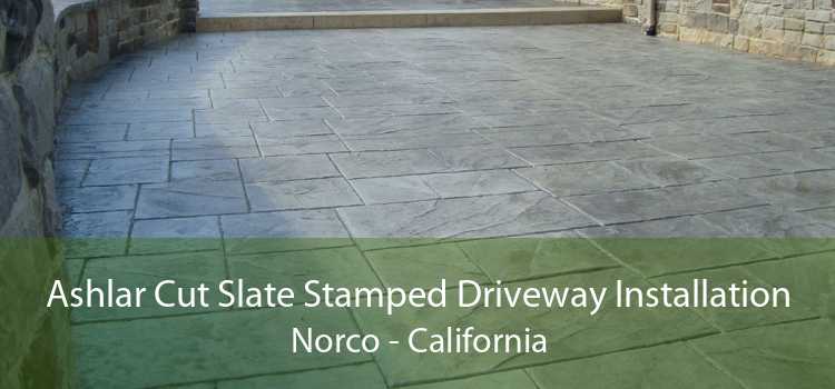Ashlar Cut Slate Stamped Driveway Installation Norco - California