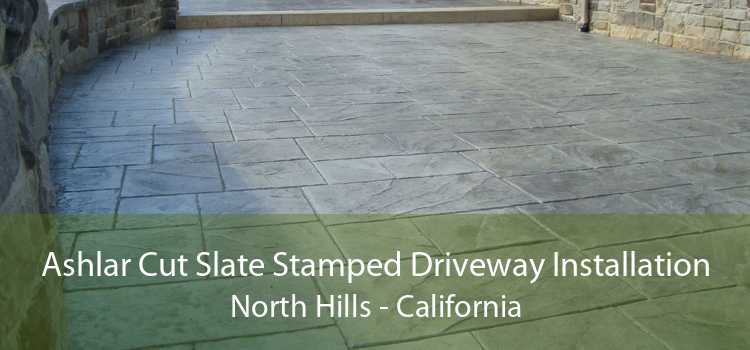 Ashlar Cut Slate Stamped Driveway Installation North Hills - California