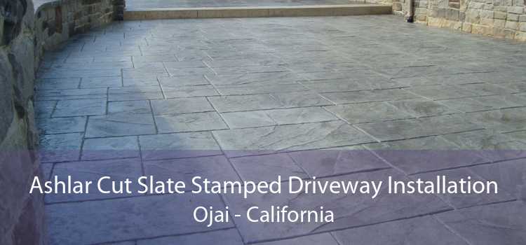 Ashlar Cut Slate Stamped Driveway Installation Ojai - California