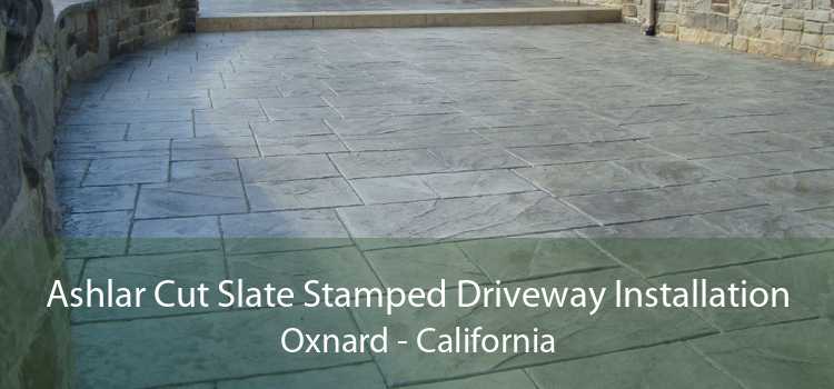 Ashlar Cut Slate Stamped Driveway Installation Oxnard - California