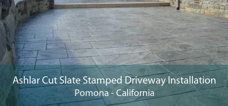 Ashlar Cut Slate Stamped Driveway Installation Pomona - California