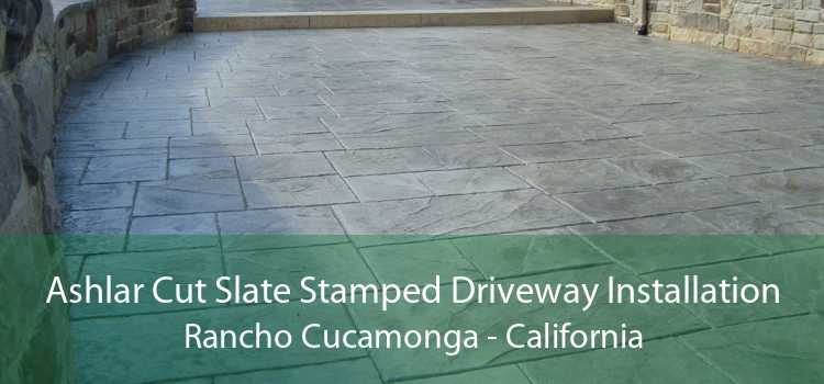 Ashlar Cut Slate Stamped Driveway Installation Rancho Cucamonga - California