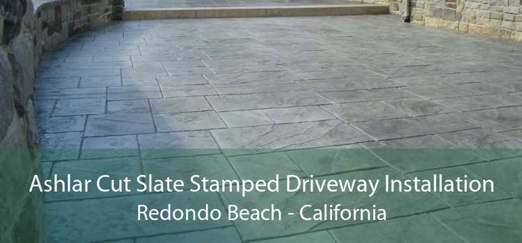 Ashlar Cut Slate Stamped Driveway Installation Redondo Beach - California