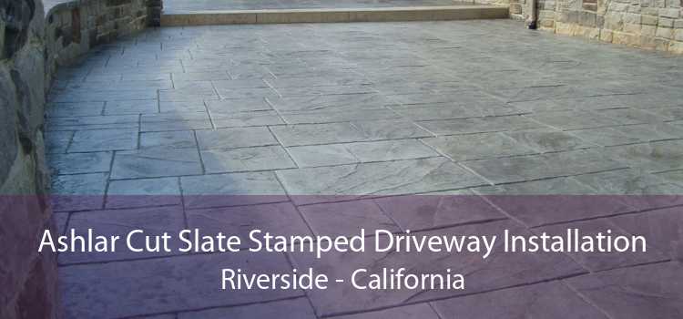 Ashlar Cut Slate Stamped Driveway Installation Riverside - California