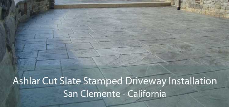 Ashlar Cut Slate Stamped Driveway Installation San Clemente - California