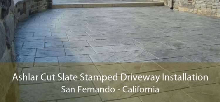Ashlar Cut Slate Stamped Driveway Installation San Fernando - California