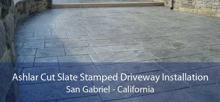 Ashlar Cut Slate Stamped Driveway Installation San Gabriel - California