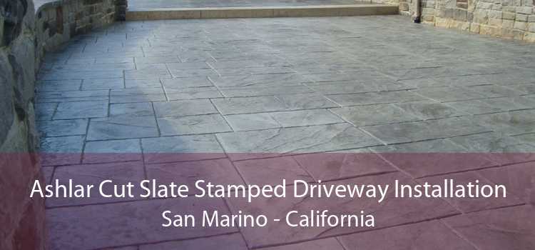 Ashlar Cut Slate Stamped Driveway Installation San Marino - California