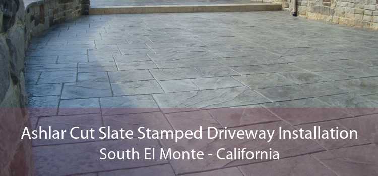 Ashlar Cut Slate Stamped Driveway Installation South El Monte - California