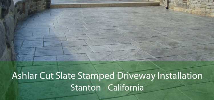 Ashlar Cut Slate Stamped Driveway Installation Stanton - California