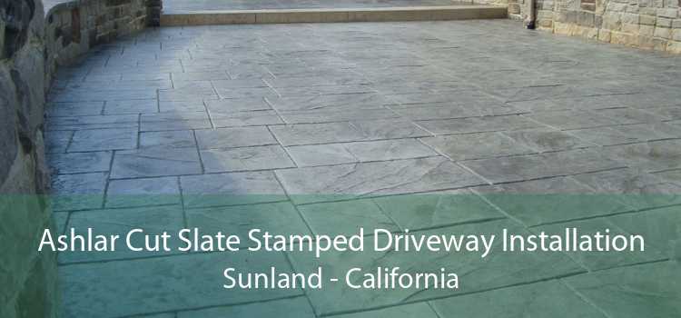 Ashlar Cut Slate Stamped Driveway Installation Sunland - California