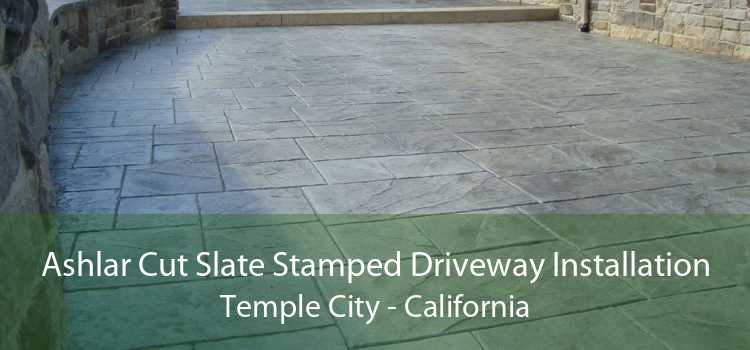 Ashlar Cut Slate Stamped Driveway Installation Temple City - California