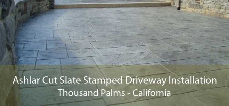 Ashlar Cut Slate Stamped Driveway Installation Thousand Palms - California