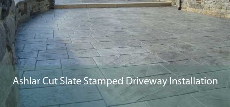 Ashlar Cut Slate Stamped Driveway Installation 