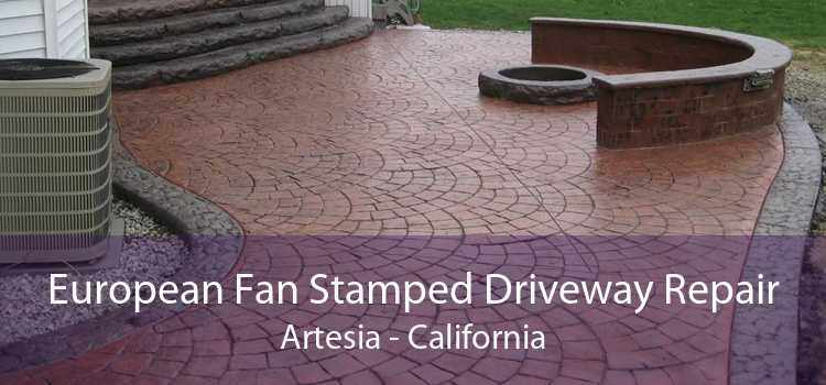 European Fan Stamped Driveway Repair Artesia - California