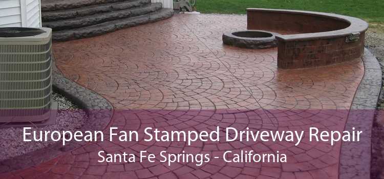 European Fan Stamped Driveway Repair Santa Fe Springs - California